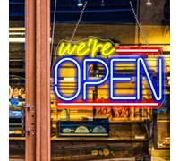 OYCGZV We're Open Neon Light Sign - Red Blue Neon Sign for Wall Decor We are Open Neon Wall Light USB Led Open Sign for Beer Bar Shop Coffee Cafe Restaurant Club Store Hotel Salon Business