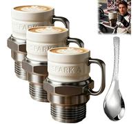 OYCXXCX Spark Plug Mug, Creative Sparkplug Coffee Mug, Automotive Spark Plug Coffee Mugs, Unique Auto-Inspired Gift, Ceramic Coffee Cup for Car Lovers, for Gearheads, Collectors (3 PCS)