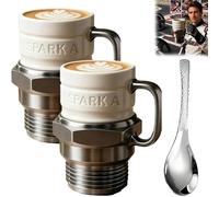 OYCXXCX Spark Plug Mug, Creative Sparkplug Coffee Mug, Automotive Spark Plug Coffee Mugs, Unique Auto-Inspired Gift, Ceramic Coffee Cup for Car Lovers, for Gearheads, Collectors (2 PCS)