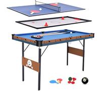 OYE 55 Inch Folding Combo Game Table，3 in 1 Multi Function Game Table Billiards Table, Air Hockey Table, Pool Table, Ping Pong Table, 140 * 82 * 74CM
