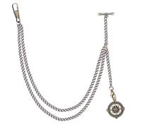oyeaho Pocket Watch Chain Single Albert Chain with T Bar & Life Tree Plant Pendant Copper