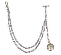 oyeaho Pocket Watch Chain Single Albert Chain with T Bar & Lobster Clasps Bronze