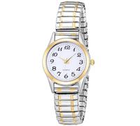 oyeaho Women's Ultra Thin Easy Reader Watch with Elastic Strap Silver Watch, 1.6 Silver with Gold& S, S, Modern