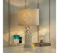 OYEARS 3-Way Dimmable 22'' USB A+C Touch Control Table Lamp with Nightlight for Living Room Bedroom Farmhouse Bedside Nightstand Lamps (Bulb Included)