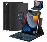 OYEEICE 10.2 inch iPad 7th/8th/9th Generation Case with Keyboard, iPad Pro 10.5/Air 3rd Gen Rotatable Protective Cover with 7-Color Backlit Keyboard, Pencil Holder, Auto Sleep/Wake