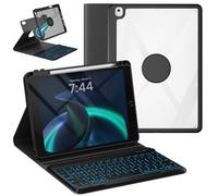 OYEEICE Anti-Falloff Keycap Keyboard Case for iPad 9th/ 8th/ 7th Generation 10.2 Inch, Enlarged Keycap Keyboard for iPad Pro 10.5 /iPad Air 3rd Gen (Black, 360° rotatable style)