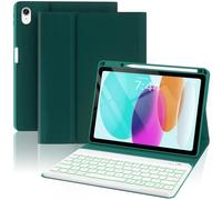 OYEEICE Case with Keyboard for iPad A16 11 Generation 2025/10 Generation 2022 (11/10.9 Inch), Enlarged Anti-Falloff Keycaps, 7 Colours Backlight