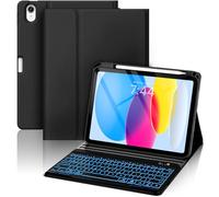 OYEEICE for iPad 11th (A16) &10th Generation Case with Keyboard - 7 Color Backlit Wireless Detachable Folio Keyboard Cover with Pencil Holder for iPad 11 inch A16 2025 10th Gen 10.9'' 2022 - Black