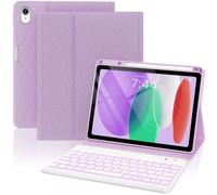 OYEEICE Keyboard Case for iPad 10th Generation 10.9" 2022, 7 Color Backlit Wireless Detachable Keyboard for iPad A16 11th Gen 2025 with Pen Holder (Purple, Classic Style)