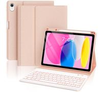 OYEEICE Keyboard Case for iPad 10th Generation 10.9" 2022, 7 Color Backlit Wireless Detachable Keyboard for iPad A16 11th Gen 2025 with Pen Holder (Pink, Classic Style)