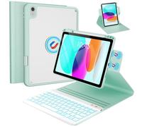 OYEEICE Keyboard Case for iPad 10th Generation 10.9" 2022, Magnetic Rotatable 7 Color Backlit Wireless Detachable Keyboard for iPad A16 11th Gen 2025 with Pen Holder (Green, 360° Rotatable Style)