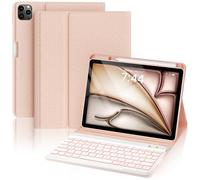 OYEEICE Keyboard Case for iPad Air 13 inch (M3 2025 / M2 2024) and iPad Pro 12.9 inch(6th,5th,4th,3rd Generation), Anti-Falloff Keycaps, 7 Colour Backlit, Detachable Keyboard (Pink, Classic Style)
