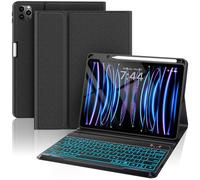 OYEEICE Keyboard Case for iPad Air 13 inch (M3 2025 / M2 2024) and iPad Pro 12.9 inch(6th,5th,4th,3rd Generation), Anti-Falloff Keycaps, 7 Colour Backlit, Detachable Keyboard (Black, Classic Style)