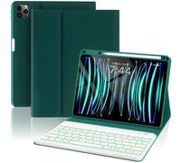OYEEICE Keyboard Case for iPad Air 13 inch (M3 2025 / M2 2024) and iPad Pro 12.9 inch(6th,5th,4th,3rd Generation), Anti-Falloff Keycaps, 7 Colour Backlit, Detachable Keyboard (Teal, Classic Style)