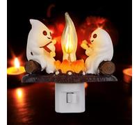 oyeftp Ghost Campfire Flickering Night Light, Ghosts Campfire Flicker Flame Halloween Nightlight, 3D LED Campfire Night Light, Halloween Nightlight Indoor Figurine Lamps, Easter Basket Stuffers