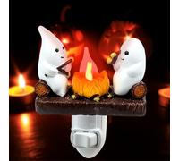 oyeftp Ghost Campfire Flickering Night Light, Ghosts Campfire Flicker Flame Halloween Nightlight, 3D LED Campfire Night Light, Halloween Nightlight Indoor Figurine Lamps Decorations
