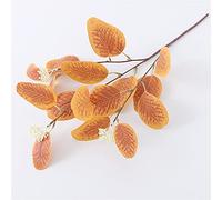 OYFFL 6 pieces of artificial eucalyptus leaves long stems fake silver eucalyptus plants green stems wedding greenery decorations (Orange)