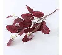 OYFFL 6 pieces of artificial eucalyptus leaves long stems fake silver eucalyptus plants green stems wedding greenery decorations (Red)
