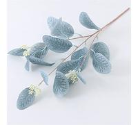 OYFFL 6 pieces of artificial eucalyptus leaves long stems fake silver eucalyptus plants green stems wedding greenery decorations (Light blue)