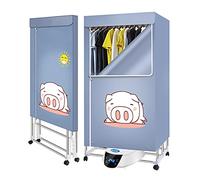 OYhmc 2 Tier Indoor Electric Clothes Dryer Airer with Warm Air Drying Wardrobe, 2300W Energy Efficient for All Fabrics - 70x50x148cm