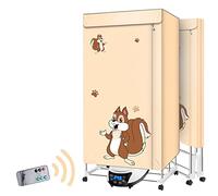 OYhmc 2300W Foldable Electric Clothes Airer Dryer, Stainless Steel Home Portable Laundry Dryer Machine Adjustable Timer, Large Capacity 15kg Double Layer Heated Clothes Airer