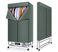 OYhmc 2600W Foldable Electric Clothes Dryer, Electric Heated Clothes Airer Dryer Rack, 220V Small Household Dryer with Dustproof Cloth Curtain, Energy-Efficient - Green