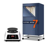 OYhmc Electric Clothes Dryer, Stainless Steel Energy-Efficient Indoor Wet Laundry Warm Air Drying Wardrobe - Blue