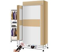 OYhmc Heated Clothes Airer 3-Tier Large Capacity Electric Clothes Dryer Energy Saving Portable Drying Rack Laundry with 240min Timer, 1500W for House Living Room Indoor