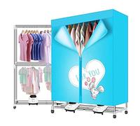 OYhmc Home Electric Clothes Dryer 2000W Large Capacity 15kg 3-Layer Stainless Steel Energy-Efficient Indoor Wet Laundry Warm Air Drying Wardrobe - Blue