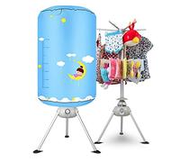 OYhmc Portable Clothes Dryer, Wardrobe Hanger Electric Hot Air Drier, Suitable for Clothing Shoe Drying Dehumidification Dry Heated Laundry Indoor Dorm Room,Timer 1000W Double Layer Blue
