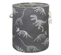 OYHOMO Laundry Basket Foldable Fabric Storage Box Clothes Hamper Dinosaur Decorative Storage Bin for Home, Nursery, Kid's Room - Grey/Round