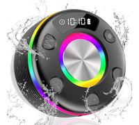 OYIB Bluetooth Shower Speaker, Portable Bluetooth Speaker with 360° Surround Sound, RGB Lights, Built-in Mic, IPX7 Waterproof Wireless Speaker with Suction Cup for Party/Outdoor/Bathroom/Travel Black