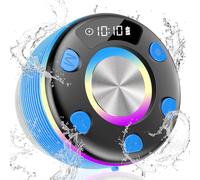 OYIB Bluetooth Shower Speaker, Portable Bluetooth Speaker with 360° Surround Sound, RGB Lights, Built-in Mic, IPX7 Waterproof Wireless Speaker with Suction Cup for Party/Outdoor/Bathroom/Travel Blue
