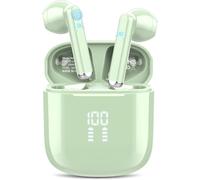 OYIB Wireless Earbuds, 2026 New Bluetooth 5.3 Headphones with HiFi Stereo and ENC Noise Cancelling Mic, 25H Bluetooth Earphones with LED Display and IP7 Waterproof for Workout/Running/Fitness, Green