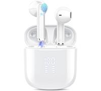 OYIB Wireless Earbuds, 2026 New Bluetooth 5.3 Headphones with HiFi Stereo and ENC Noise Cancelling Mic, 25H Bluetooth Earphones with LED Display and IP7 Waterproof for Workout/Running/Fitness, White