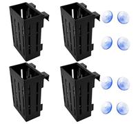 Oyiclyea 4Pcs Hanging Fish Tank Planter Cups, Fish Tank Aquatic Plant Hanging Pot, Aquarium Planter Cups, Black Plastic Aquatic Pot, with 10 Hooks and 2 Suction Cup, for Hydroponic Cultivation