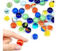 Oyiclyea 90 Pieces Colourful Glass Marbles, Colour Mixed Glass Marbles, Variety of Patterns, with Petal Design, Strong and Durable, for Party Bag Fillers, Arts & Crafts, Aquarium Decoration