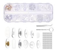 Oyiclyea Glasses Nose Pads 60 Pairs,With Tweezers and Screwdriver,80 Screws Spectacle Repair Kit,Anti Slip Glasses Grips,Push on Nose Pads Silicone,for Eyeglasses,Sunglasses,Help you Replace Nose Pads