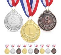 Oyiclyea Medals for Children,Zinc Alloy Winners Medals,Sports Medal with Ribbon,Gold Sliver Bronze Metal Medal,Children and Adult Sports Awards,Olympic Decoration,Party Favours 12 Pieces