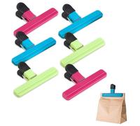 Oyiclyea Plastic Heavy Duty Sealing Clamps 6 Pcs Pink,Green,Blue Large Bag Clips for Food Storage,Reusable Freezer Bag Sealing Clips,Suitable for Snacks,Coffee,Vegetables and Fruits