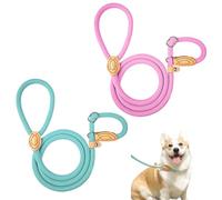 Oyiclyea Slip Lead for Dogs with Sliding Stopper Pet Leash 2 Pcs Light Green,Pink 6mmx1.5m Adjustable Nylon Anti Pull Dog Lead,Anti Suffocation Adjustable Non Slip Leash,for Small,Medium and Large Dog
