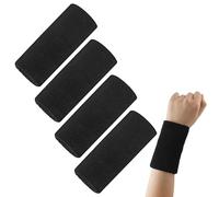 Oyiclyea Sweat Bands Wristbands 4 Pack 15 x 8 cm Black Sweatband,Extended Wrist Straps,Elastic Sports Wristband,Multipurpose Wrist Band,Sports Sweat Wicking Wristband for Men and Women