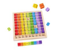 Oyiclyea Wooden Multiplication Board Game, Wooden Math Hundred Board, Times Table Games Kids, Includes Tray and 81 Wood Cubes Blocks with Answers, Educational Game for Children 3+, Colorful