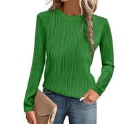 OYIGELZ Women Classic Striped Long Sleeve Tops Crew Neck T Shirt Regular Fit Casual Ladies Basic Tee Standard Sizes UK(Green,M)