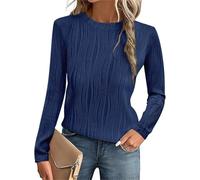 OYIGELZ Women Classic Striped Long Sleeve Tops Crew Neck T Shirt Regular Fit Casual Ladies Basic Tee Standard Sizes UK(Dark Blue,XXL)