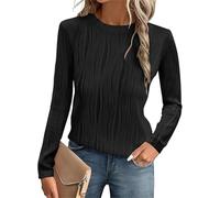 OYIGELZ Women Classic Striped Long Sleeve Tops Crew Neck T Shirt Regular Fit Casual Ladies Basic Tee Standard Sizes UK(Black,M)