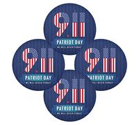 Oyihfvs 9.11 Patriot Day USA We Will Never Forget Round Placemat Set of 6, Heat-Resistant Table Mat Set Washable Non-Slip Reusable Place Mats 15.4" Diameter for Kitchen Dining Christmas