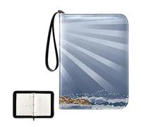 Oyihfvs A Candy Cane Lighthouse Illuminating the Night Ocean PU Leather Card Storage Bag, With Zipper Waterproof 50 Pages 400 Slots Card Bag for Students Home School 15.74 x 9.64 inch