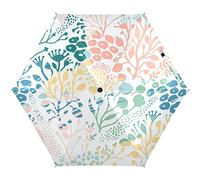 Oyihfvs Abstract Seamless Colorful Floral Flowers and Herbs on White Parasol Folding Umbrella, Reinforced Windproof Waterproof, Portable Compact Anti-UV Sun Rain Protection for Travel Outdoor