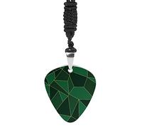 Oyihfvs Abstract Seamless Emerald Geometric Green Crystal Polygonal Texture Men Guitar Pick Necklace, Rock Musician Pendant Jewelry Bass Picks Holder Twin-sided Chains Gift for Husband Dad Boyfriend